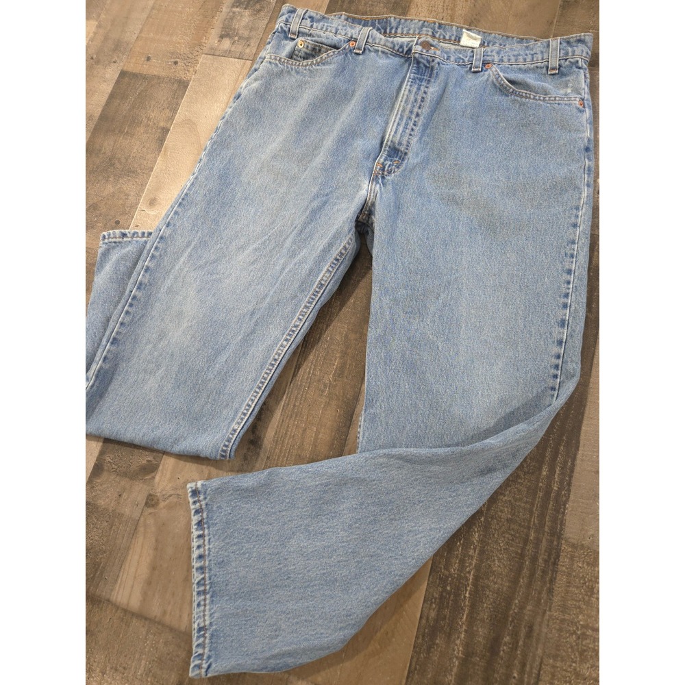 Vintage Levis 505 Orange Tab Jeans Mens 42x30 Light Wash Straight Leg USA Made